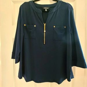 Ellen Tracy navy blouse